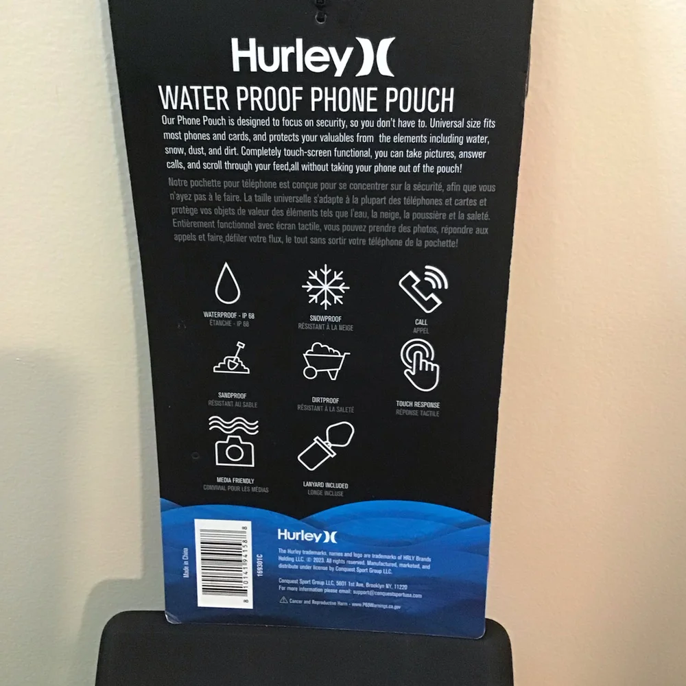 Hurley Water Proof Phone Pouch Universal Fit Black Pink Green Touchscreen Submer